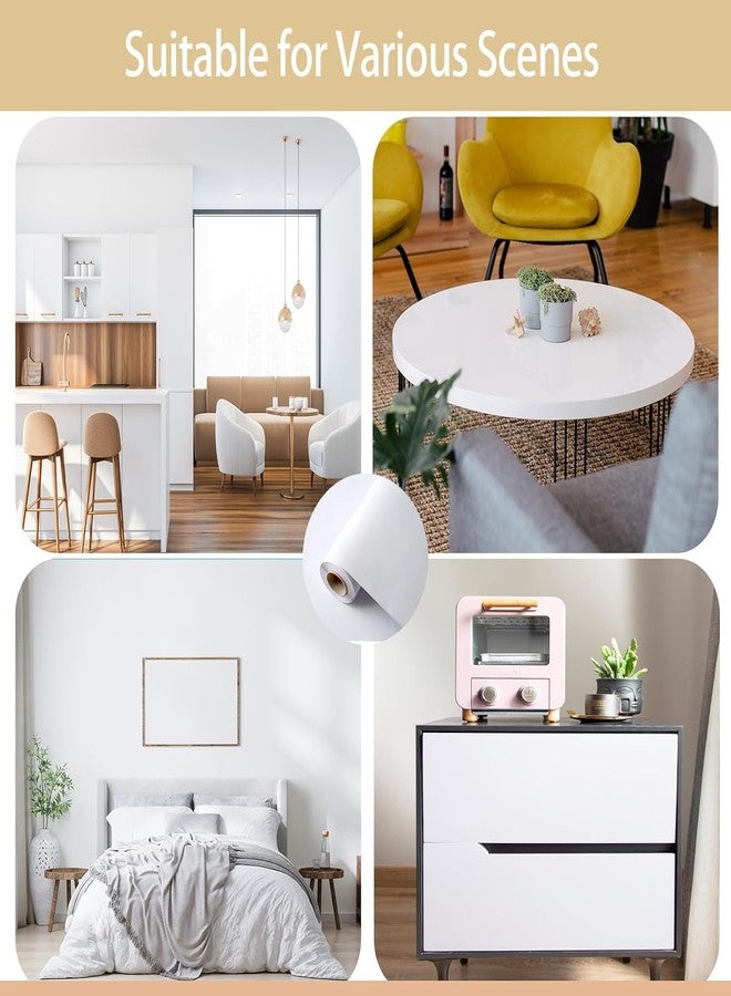 WISDOM Matte White Wallpaper Wall Sticker and Furniture Decorative Home Improvement (45cm by 600cm, Matte White Wallpaper) - Image 4